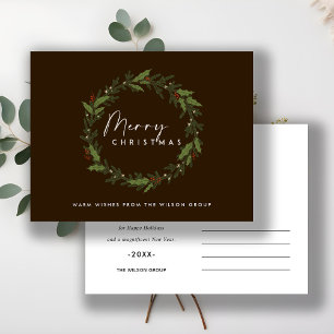CORPORATE COCO BROWN HOLLY BERRY WREATH CHRISTMAS FEIERTAGSPOSTKARTE