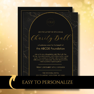 Corporate Company Business Event Marble Black Gold Einladung