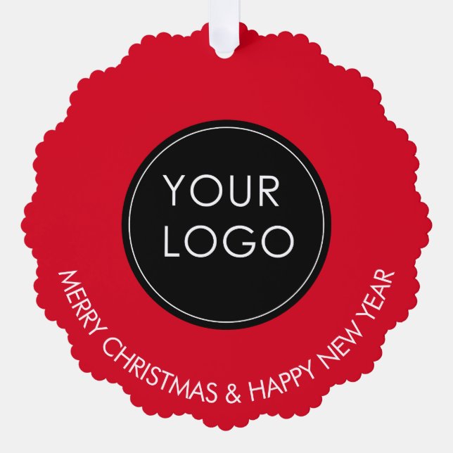 Corporate Company Red Ornament Karte (Vorderseite)