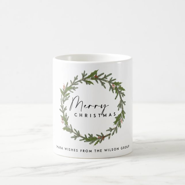 CORPORATE ELEGANT HOLLY BERRY WREATH CHRISTMAS KAFFEETASSE (Mittel)
