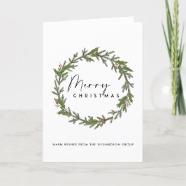 CORPORATE ELEGANT HOLLY BERRY WREATH CHRISTMAS KARTE