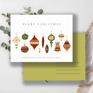 CORPORATE ELEGANT RED GREEN CHRISTMAS ORNAMENS FEIERTAGSPOSTKARTE