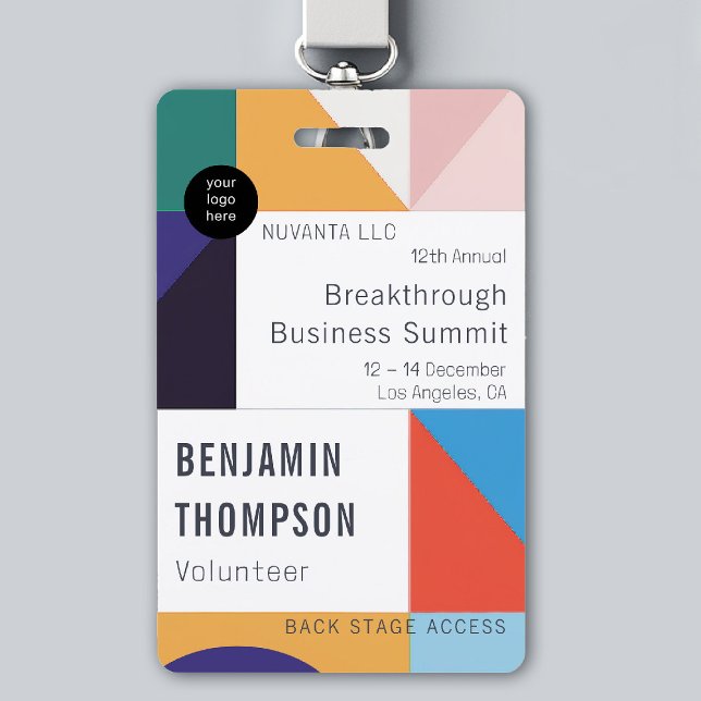 Corporate Event - farbenfroher Name der Konferenz Ausweis (event badge template business corporate conference design modern professional branding colorful fun)