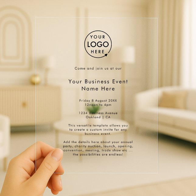 Corporate Event | Minimalistisches Berufliches Ges Acryleinladungen (Modern acrylic business event invitation template by Guava - transparent, simple, and customizable)