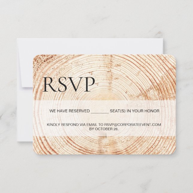 Corporate Event Rustic Wood UAWG vorbehaltene Sitz RSVP Karte (Vorderseite)
