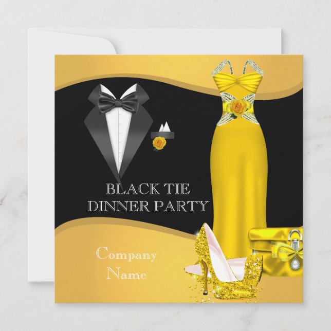 Corporate Formal Party Schwarze Krawatte Gelb Einladung (Vorderseite)