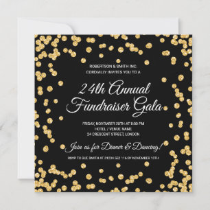 Corporate Fundraiser Gold Glitzer Confetti Black
