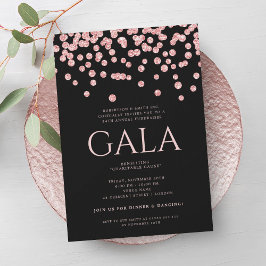 Corporate Gala Rose Gold Schwarzer Glitzer Confett Einladung