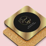 Corporate-Geschenk für Black & Gold-Business-Logos Getränkeuntersetzer<br><div class="desc">Mit diesen Black & Gold Business Logo Untersetzer können Sie individuelle Getränke-Coaster für Ihr Unternehmen erstellen. Modernes Gold-Design in Schwarz und Imitat mit Ihrem Logo in der Mitte und individuellem Text. Ideal,  um Ihr Geschäft zu fördern und als Geschenk für Kunden,  für Veranstaltungen oder in Ihrem Büro zu nutzen.</div>
