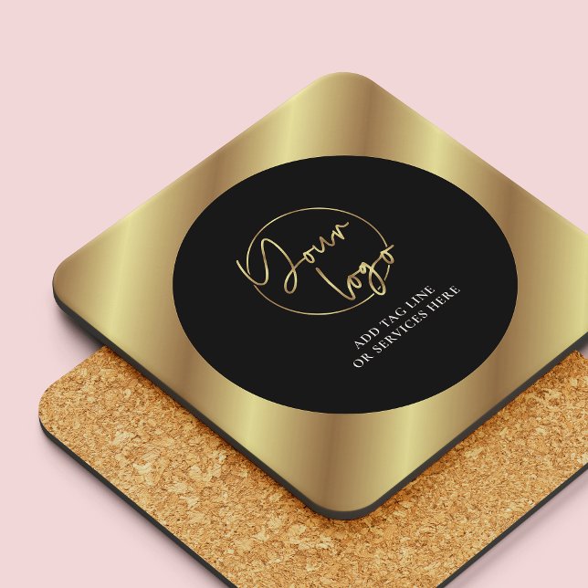 Corporate-Geschenk für Black & Gold-Business-Logos Getränkeuntersetzer (Black and gold logo branded drink coasters)