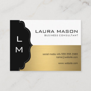 Corporate Gold Black mit Monogramm Visitenkarte
