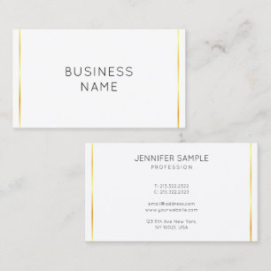 Corporate Gold Streifen Weiß Moderne Elegant Visitenkarte
