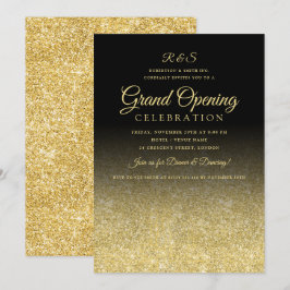 Corporate Grand Opening Gold Glam Glitzer Black Einladung