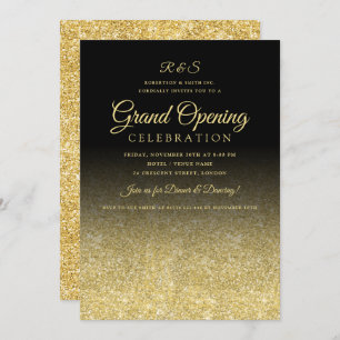 Corporate Grand Opening Gold Glam Glitzer Black Einladung