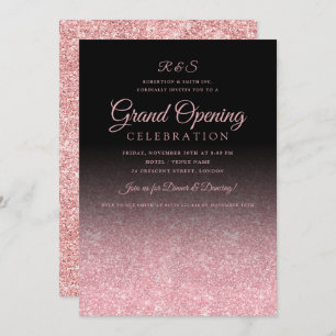 Corporate Grand Opening Rose Gold Glitzer Black Einladung