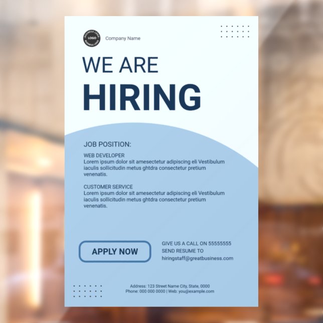 Corporate Hiring Job Vacancy Custom Business Logo Fensteraufkleber (Blatt 2)