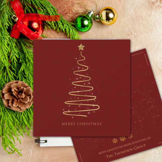 Corporate Holiday Frohe Weihnachten Rot und Gold Mitteilungskarte (Corporate Holiday Merry Christmas Red and Gold Holiday Note Card)