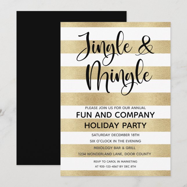 Corporate Jingle und Mingle Gold Black Holiday in  Einladung (Vorne/Hinten)