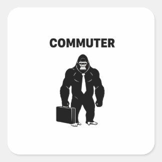 Corporate Jungle: Muscular Gorilla Commuter Quadratischer Aufkleber