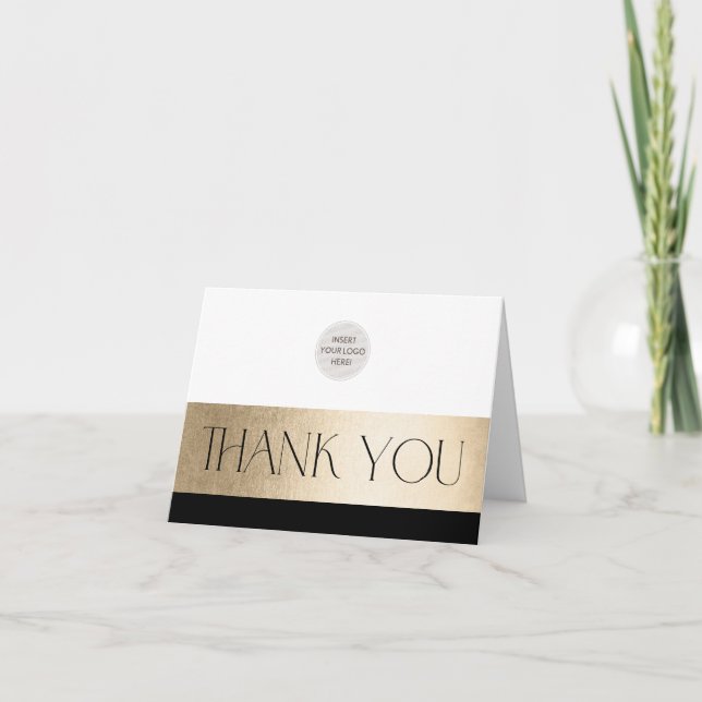 CORPORATE LOGO bedanken sich für das Geschäft schw Dankeskarte (Vorderseite)