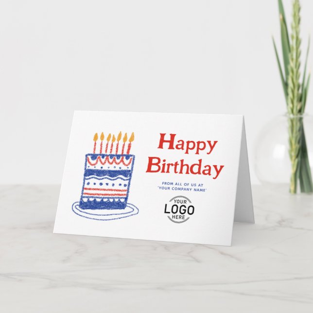 Corporate Logo Fun Simple Cake Business Birthday Karte (Vorderseite)