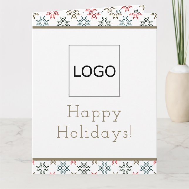 Corporate Logo Holiday Poinsettia, Elegant Festiva Karte (Vorderseite)