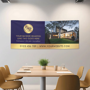 Corporate Navy & Gold Logo Advert Business Foto Banner