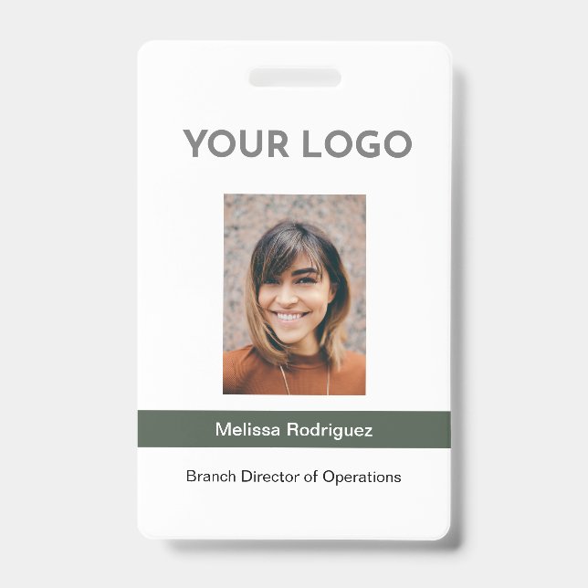 Corporate Olive Green Employee Foto ID Ausweis (Vorderseite)