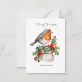 Corporate Red Robin Holly Flat Note Card Mitteilungskarte