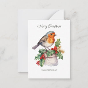 Corporate Red Robin Holly Flat Note Card Mitteilungskarte