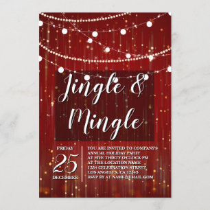 Corporate Red String Lights Jingle und Mingle Einladung