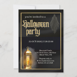 Corporate Spooky Black Gold Logo Halloween-Party Einladung