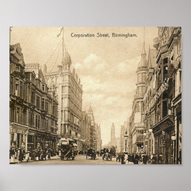 Corporation St., Birmingham, England Vintag Poster (Vorne)