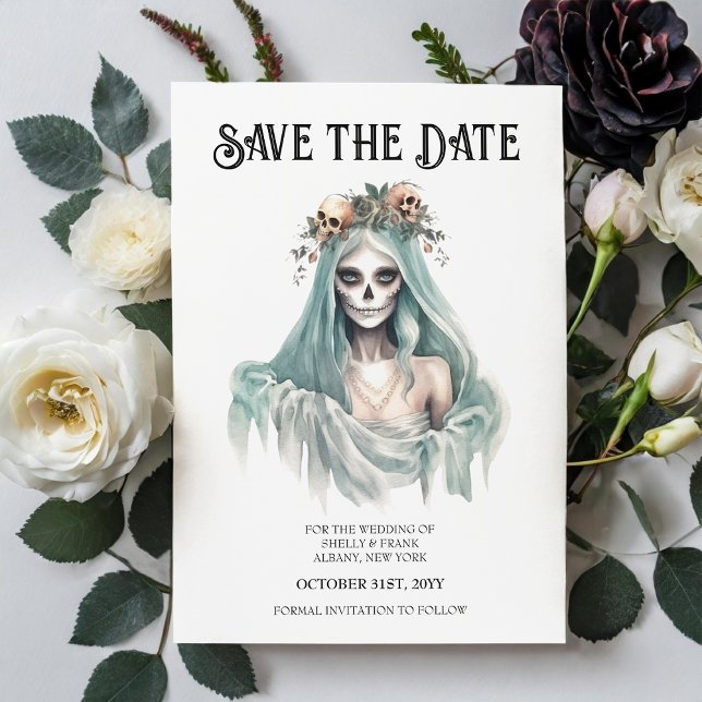 Corpse Bride Mint Halloween Save the Date Einladung (Von Creator hochgeladen)