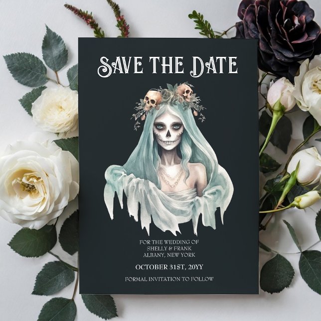 Corpse Bride Mint Halloween Save the Date Einladung (Von Creator hochgeladen)