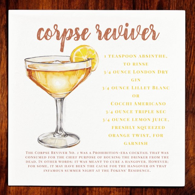 Corpse Reviver Cocktail Drink Rezept Karte Serviette (Von Creator hochgeladen)