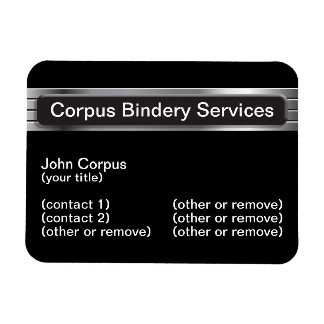 Corpus Bindery Services Magnet Business Card (Horizontal)
