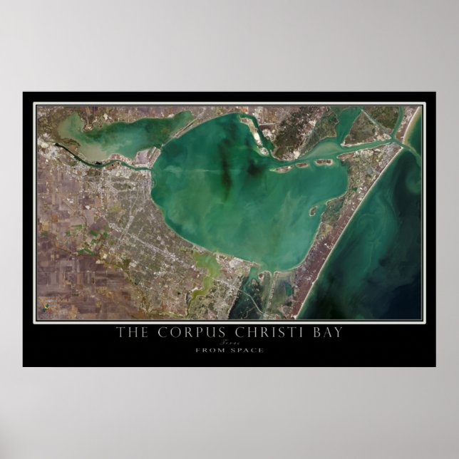 Corpus Christi Bay Texas von Space Satellite Map Poster (Vorne)