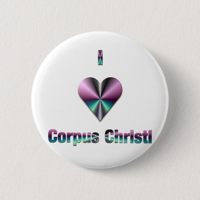 Corpus Christi — Lila und Türkis Button (Vorderseite)