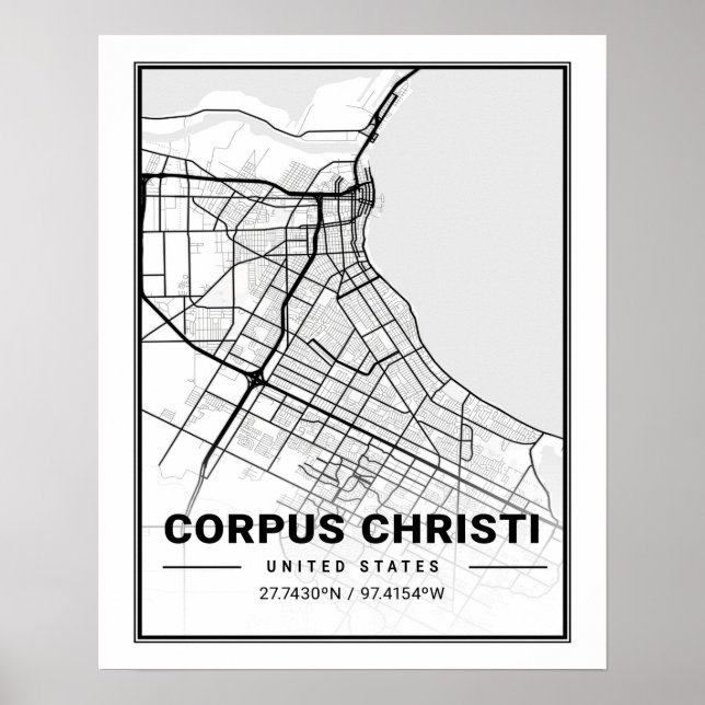 Corpus Christi Texas USA Travel City Map Poster (Vorne)