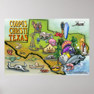 Corpus Christi TX Karte Poster