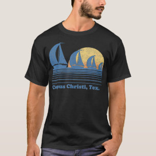 Corpus Christi TX Sailboat Vintag 80er Sunset T-Shirt