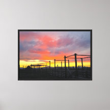 Corral at Sunset Stretched Canvas Print