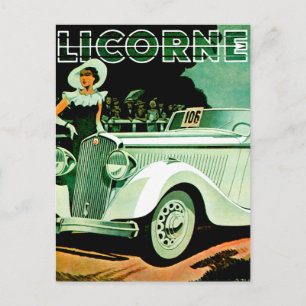Corre La Licorne ~ Vintage Auto-Werbung Postkarte