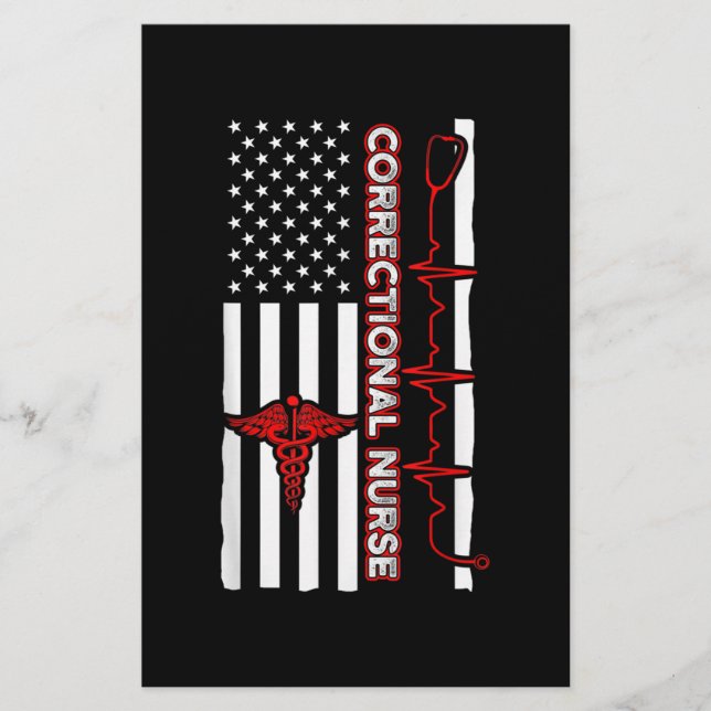 Correctional Nurse USA Flag Nursing RN Briefpapier (Vorderseite)