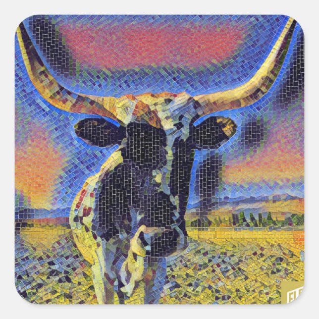 Corriente Cattle Mosaic Gift Wrap Collection Quadratischer Aufkleber (Vorderseite)