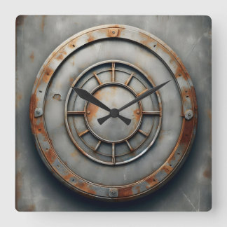 corroded metal object quadratische wanduhr