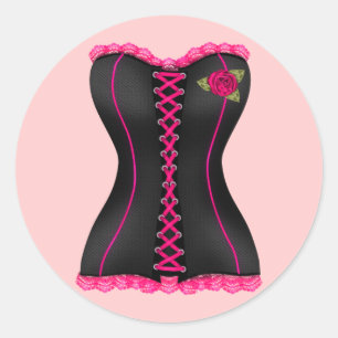 Corset Black Pink Rosa Clubaufkleber Runder Aufkleber