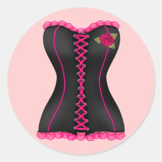 Corset Black Pink Rosa Clubaufkleber Runder Aufkleber