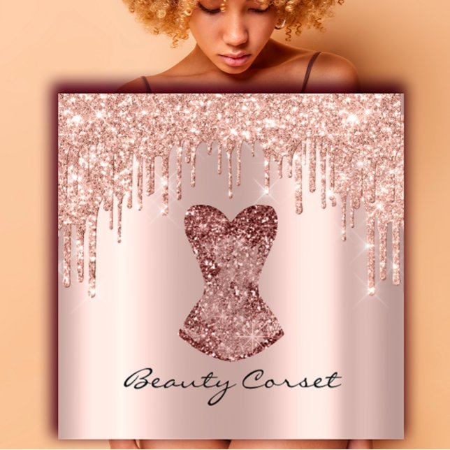 Corset Brautparty Wedding Stylist Rose Quadratische Visitenkarte (Corset Bridal Shower Wedding Stylist Rose Square Business Card)